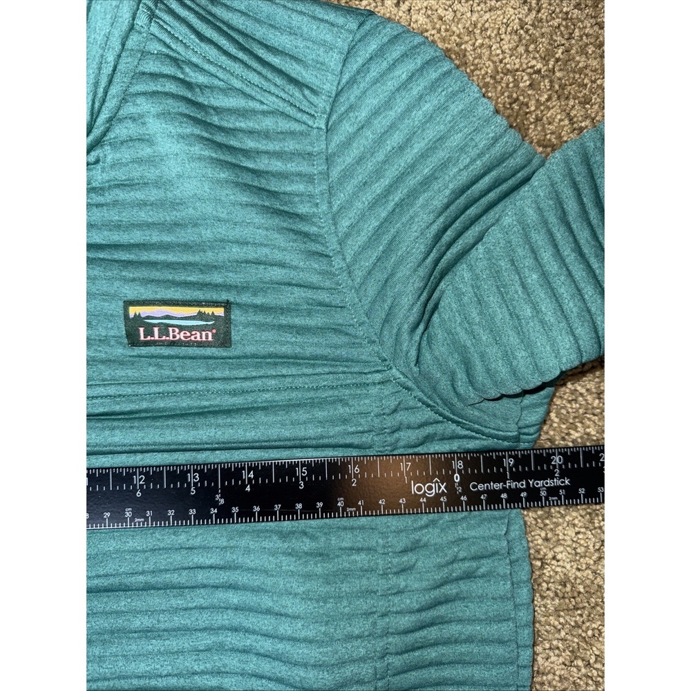 L.L. Bean Women's Small Petite Green Airlight Knit 1/4 Snap Pullover - Picture 4 of 7